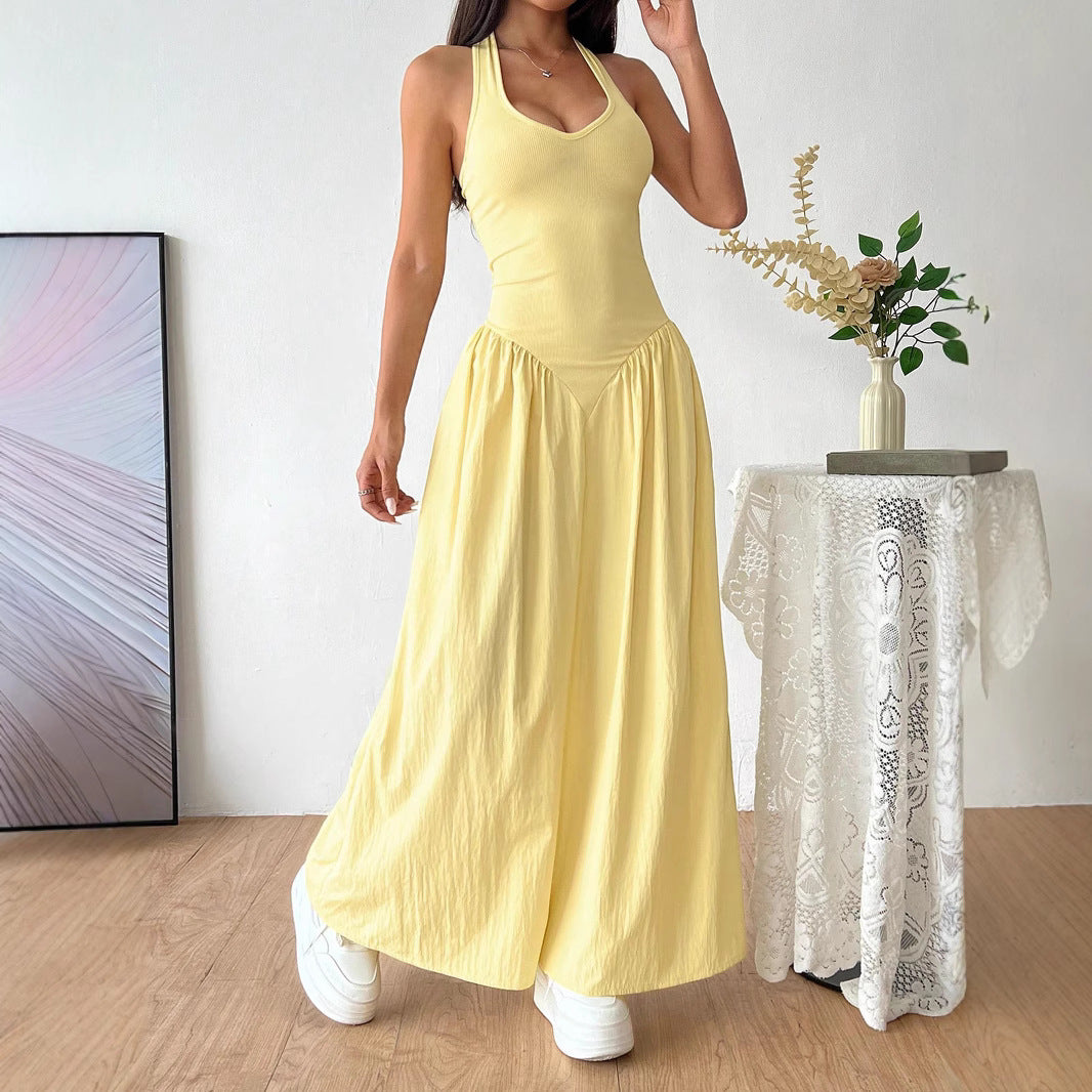 Damen Maxidress mit U-Ausschnitt und fließendem Rock R&B