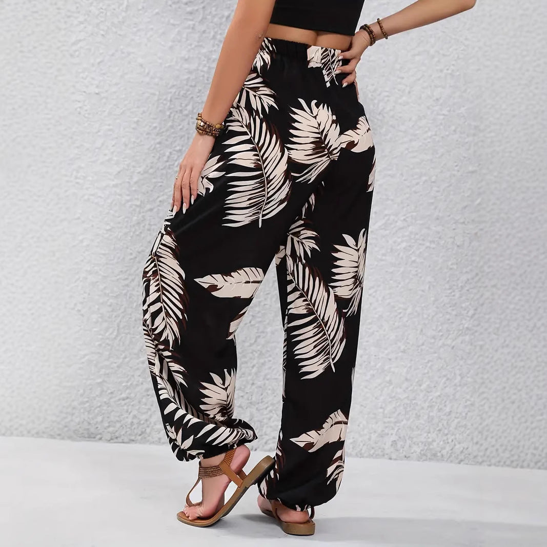 Damen Weite Palazzo-Hose mit floralem Muster und elastischem Bund R&B