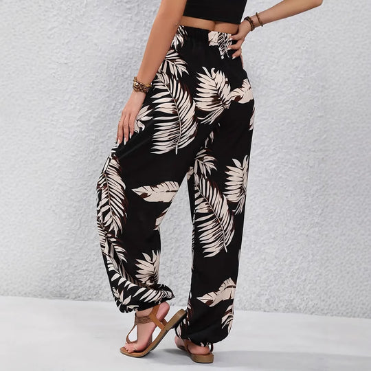 Damen Weite Palazzo-Hose mit floralem Muster und elastischem Bund R&B