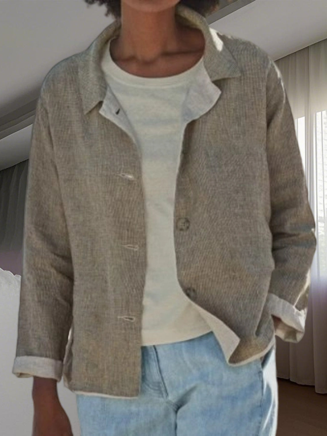 Damen Leichte Überwurfjacke mit strukturiertem Webmuster R&B