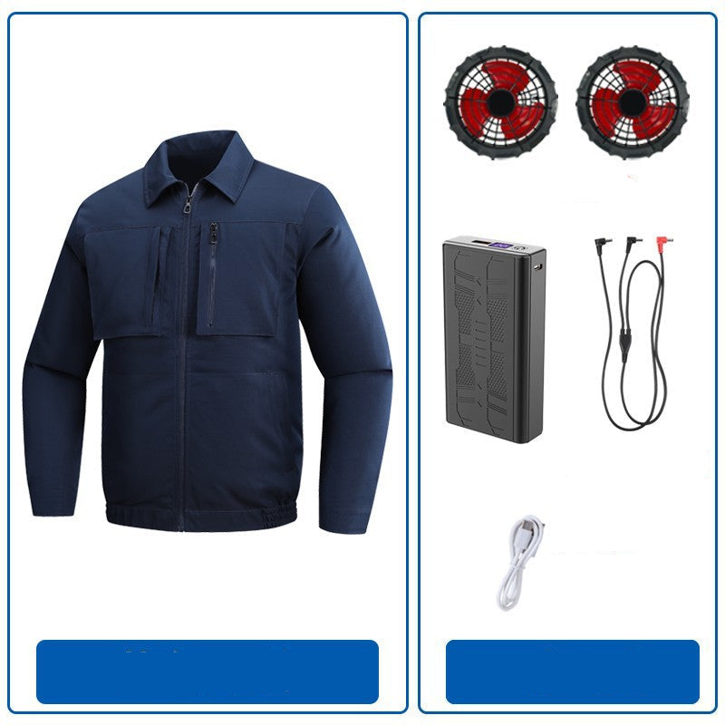Herren nan belüftete Arbeitsjacke mit zwei diskreten USB-Lüftern und mühelosem Akkuanschluss R&B