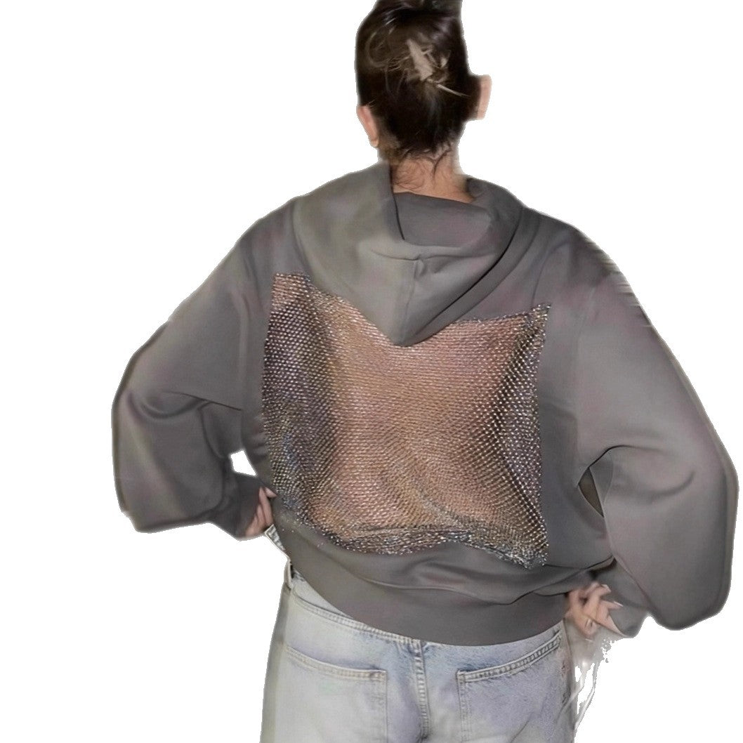 Damen nan Kapuzensweatshirt mit transparenter bestickter Rückenpartie R&B