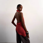 Damen asymmetrisches Wickeloberteil mit elegantem Schal R&B