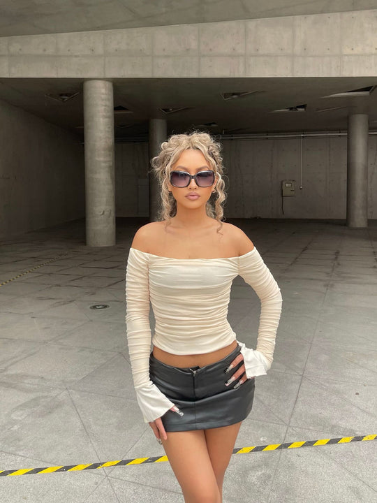 Damen Elegantes langärmliges Oberteil mit raffinierten Rüschendetails R&B