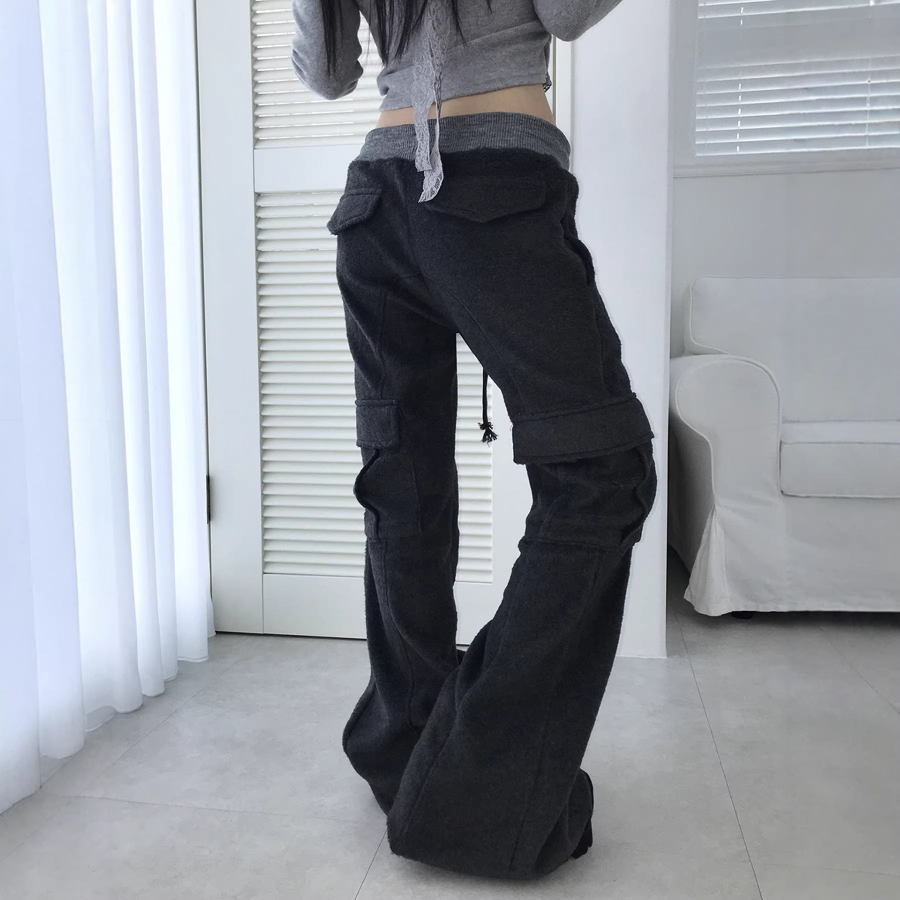 Damen Weite Cargo-Hose mit elastischem Bund und praktischen Taschen R&B
