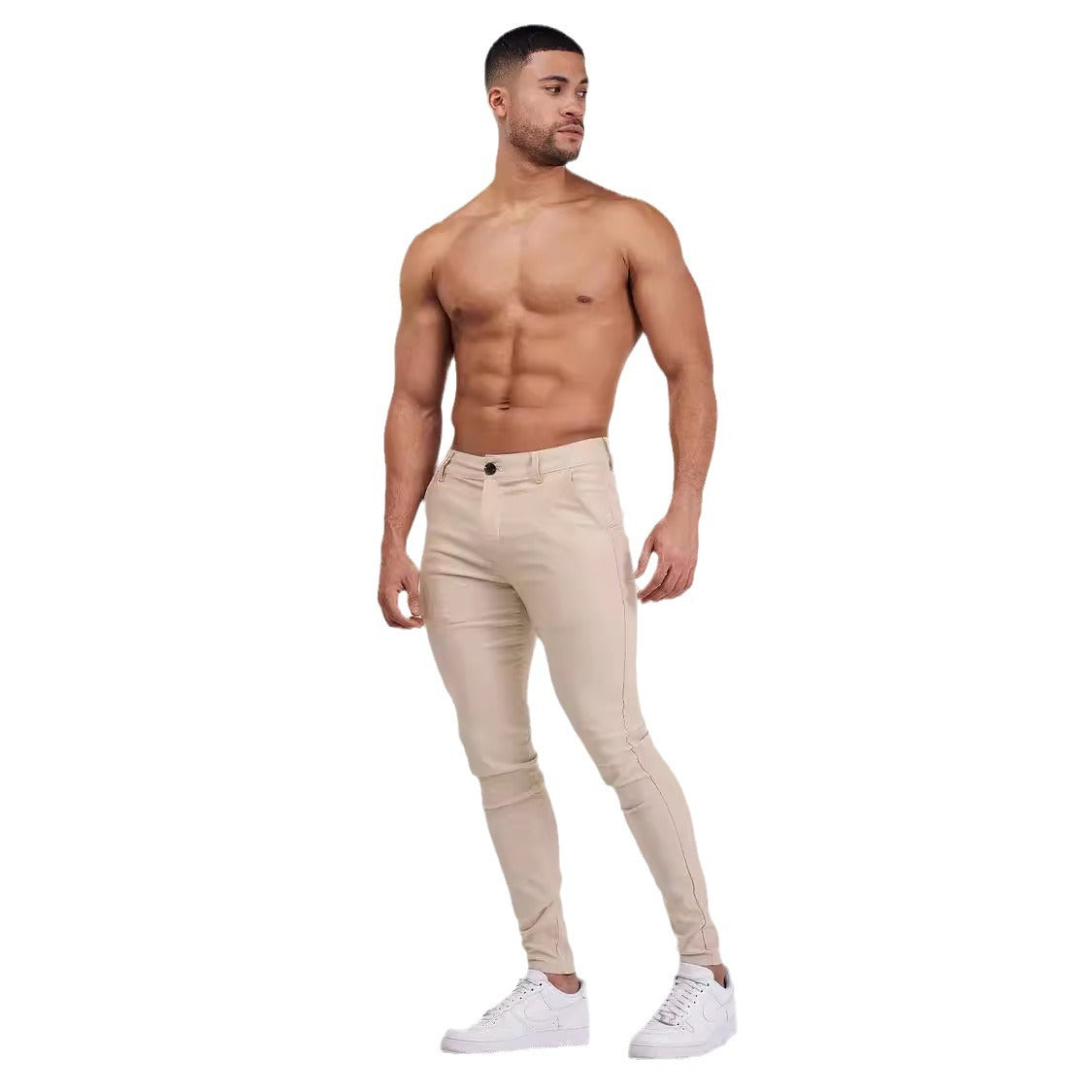 Herren eng anliegende Chinohose mit elastischem Bund und stylishem Design R&B