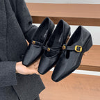Damen elegante Ballerina-Pumps mit modischem Riemchen und stabiler Sohle R&B