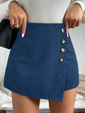 Damen Figure-hugging Minirock mit Knopfdetails und Rippstruktur R&B