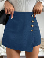 Damen Figure-hugging Minirock mit Knopfdetails und Rippstruktur R&B