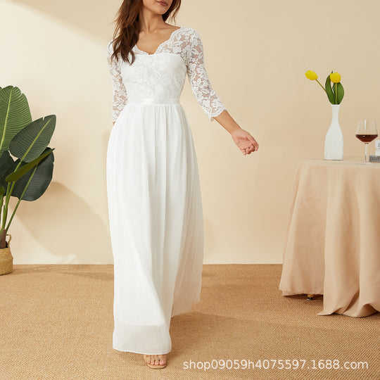 Damen elegantes Spitzenkleid R&B