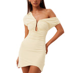 Damen Kokonkleid mit asymmetrischem Ausschnitt und Raffungen R&B