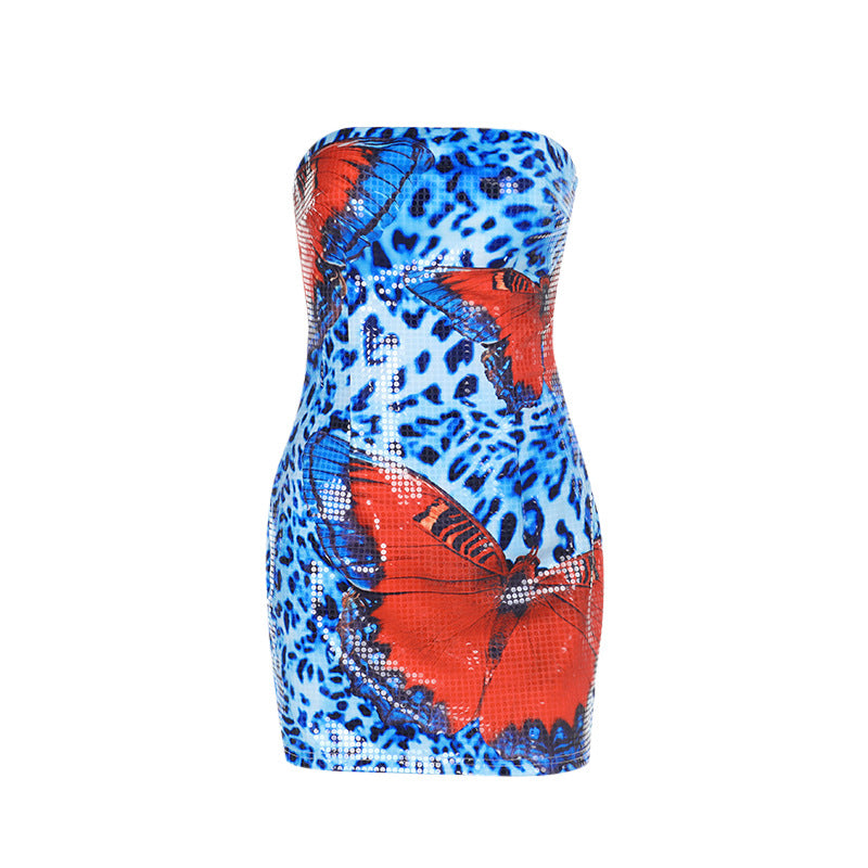 Damen strapazierfähiges Minikleid mit animalischem Muster und floralen Akzenten R&B