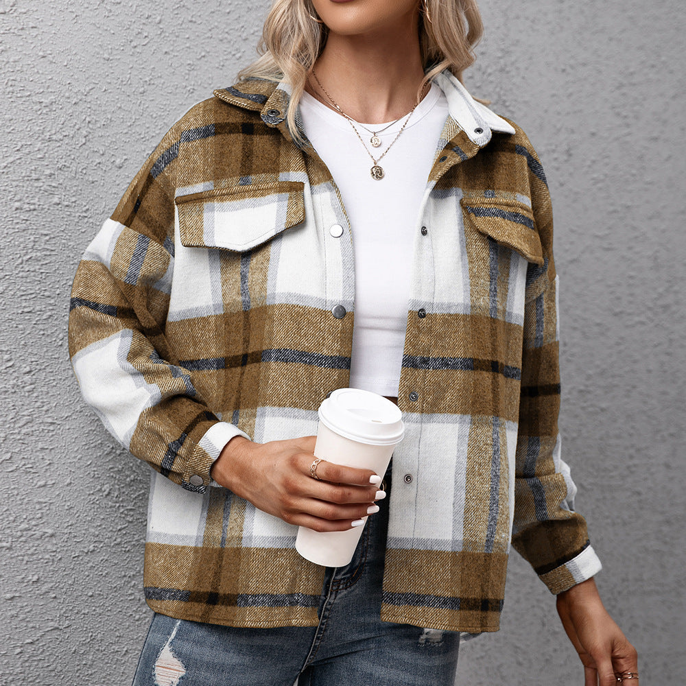 Damen Karierte Overshirtjacke im lässigen Schnitt R&B