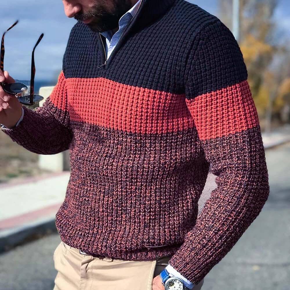 R&B | Gestrickter Pullover mit Blockfarben Acryl Warm und Modern