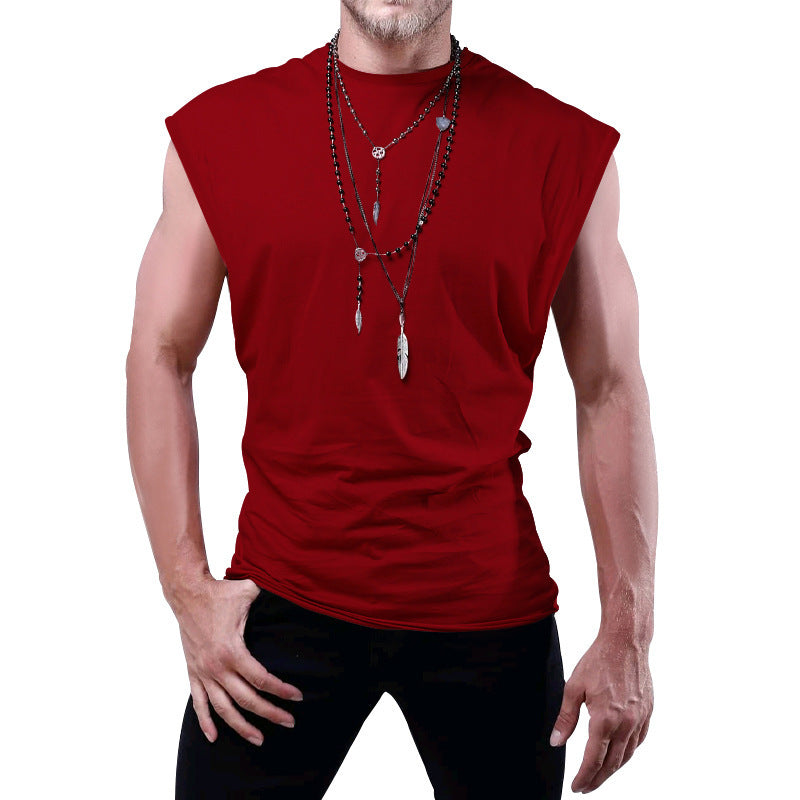 Herren nan tailliertes ärmelloses Muskelshirt aus Baumwollmix mit breiten Schulterpartien R&B