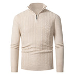 Herren Strickpullover mit hohem Kragen und feinem Zopfdesign R&B