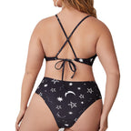 Damen Einteiler Badeanzug mit modischem Cut-Out-Design und Sternenmuster R&B