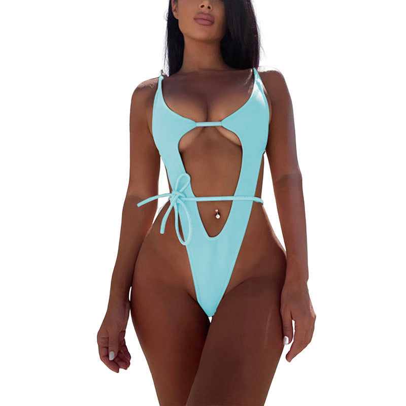 Damen Cut-Out Badeanzug mit verstellbaren Bändern und tiefem Ausschnitt R&B