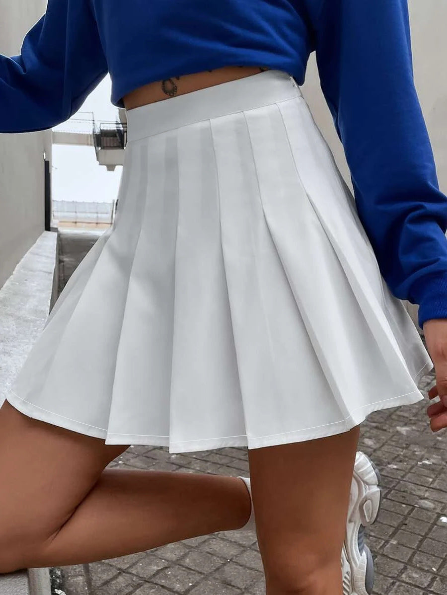 Damen Plissierter Minirock mit hohem Taillenbund R&B