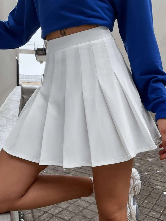 Damen Plissierter Minirock mit hohem Taillenbund R&B