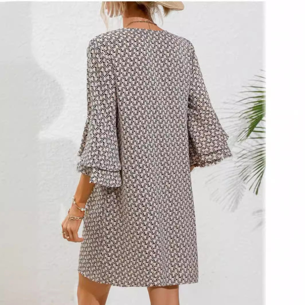 Damen Strandkleid mit voluminösen Ärmeln R&B