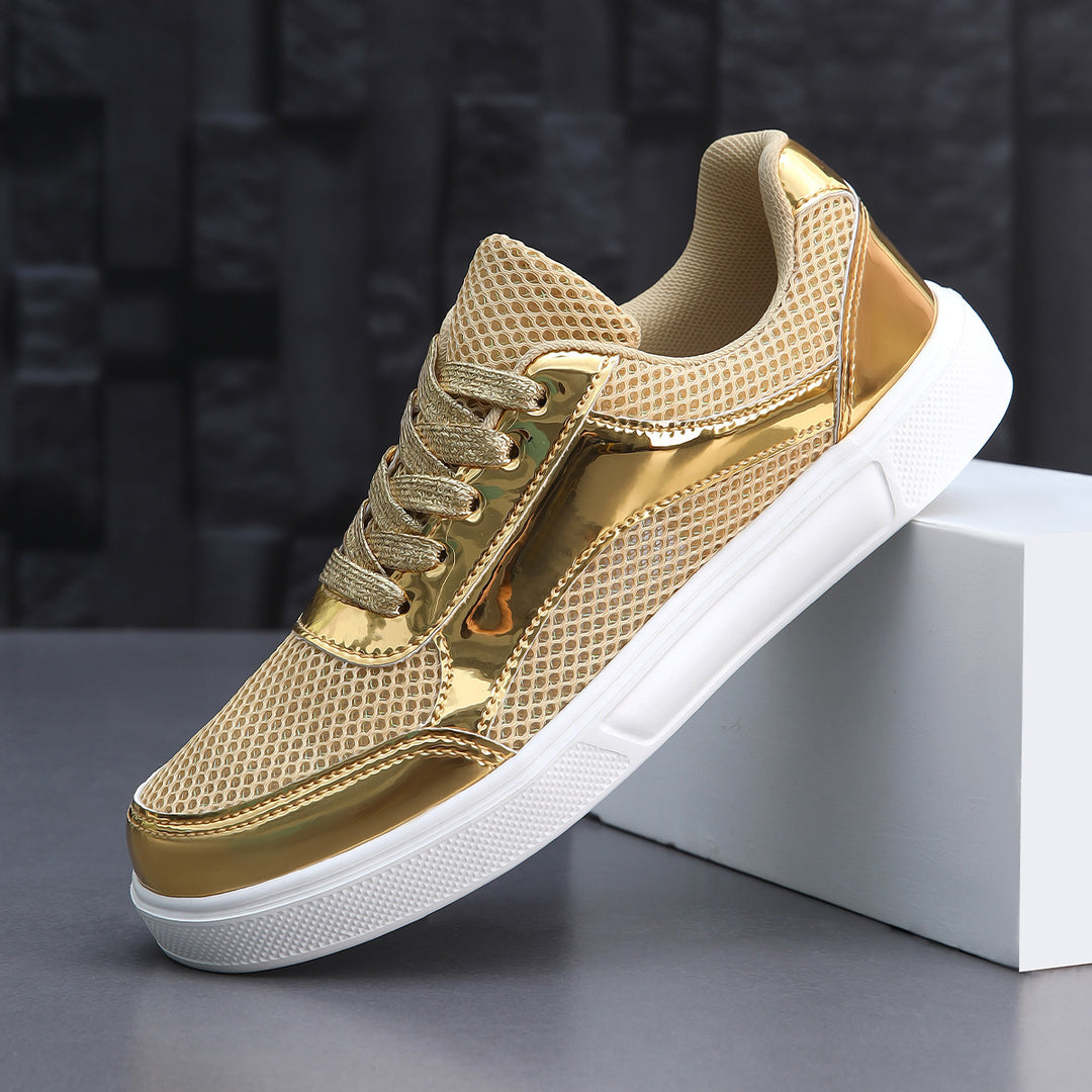 Damen Sportliche Sneakers aus atmungsaktivem Mesh mit glänzenden Akzenten R&B