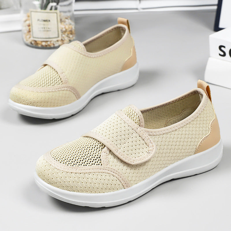Damen Bequeme Slip-On Sneakers mit verstellbarem Klettverschluss und atmungsaktiver Obermaterial