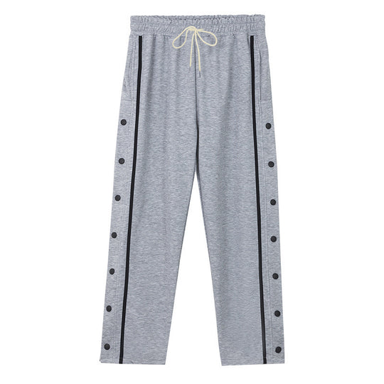 Unisex nan leichte Sport-Trainingshose mit Druckknopfleiste und elastischem Kordelbund R&B