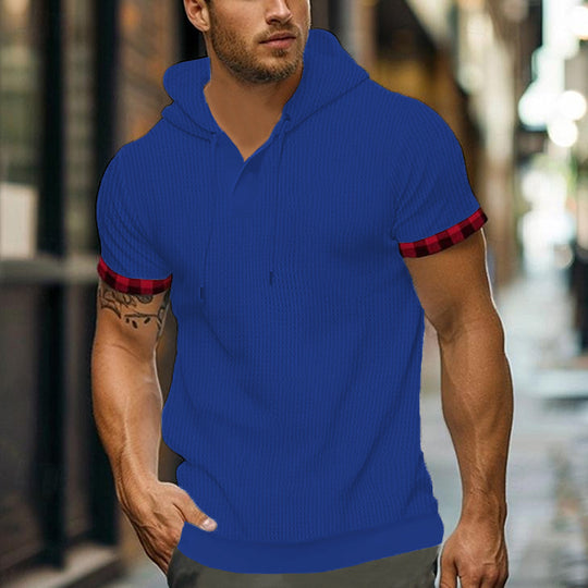 Herren modernes Kapuzenshirt mit strukturiertem Design und kontrastierenden Ärmeln R&B