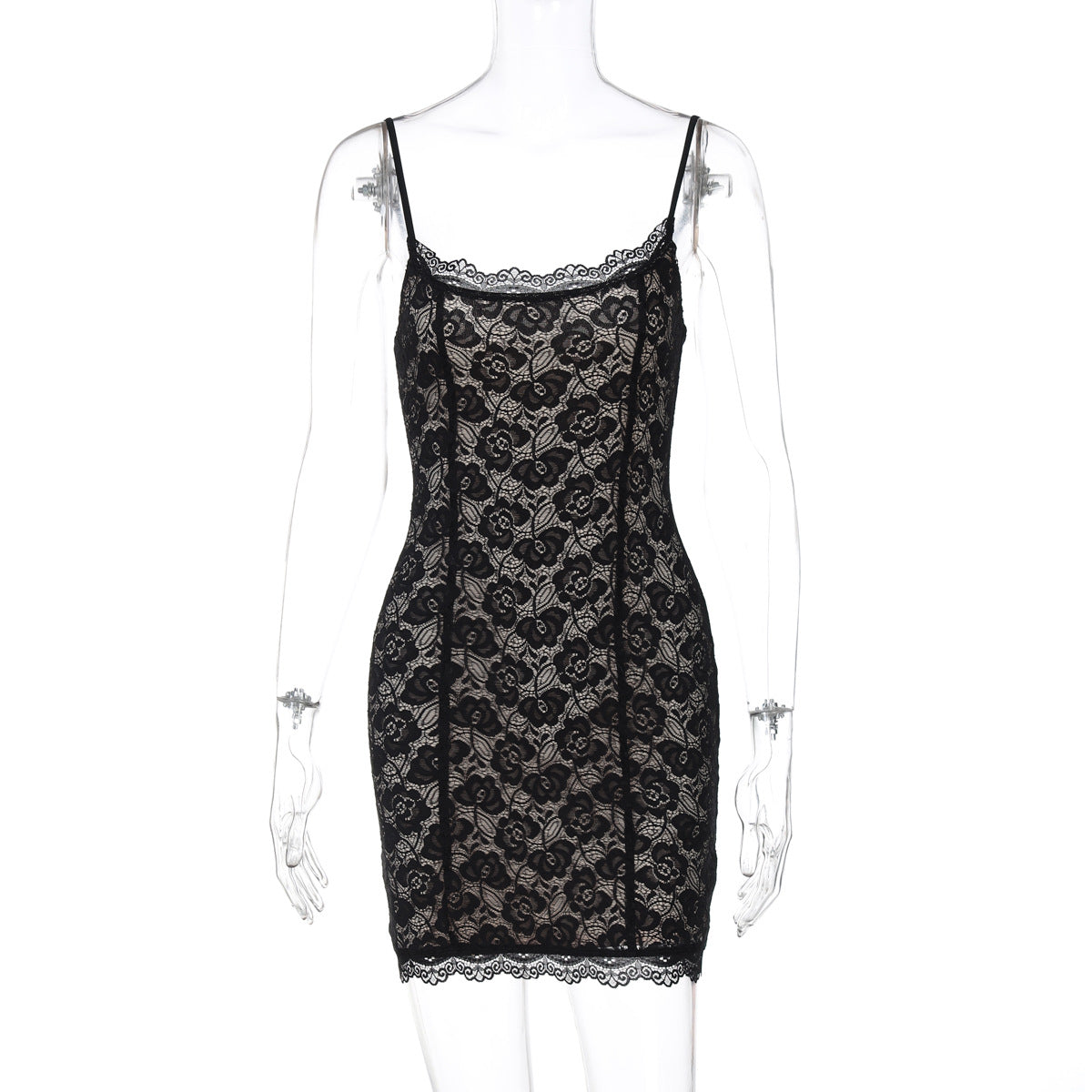 Damen Spitzenkleid mit zarten Trägern R&B