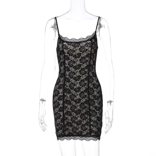 Damen Spitzenkleid mit zarten Trägern R&B