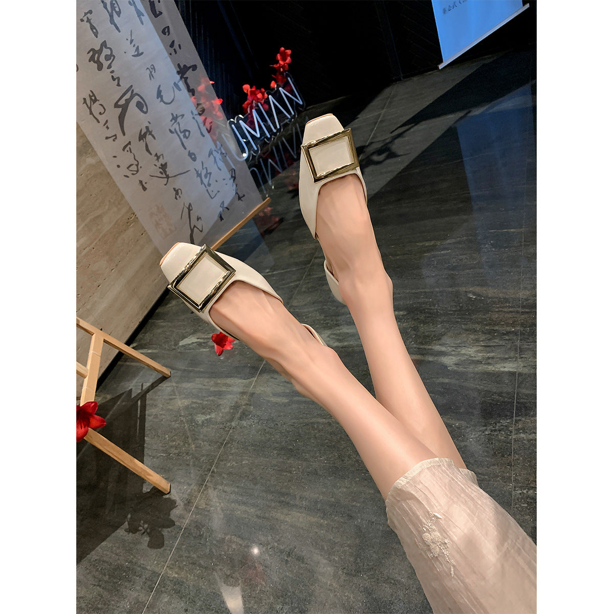 Damen elegante Flats mit modischem Schnallen-Design