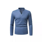 Herren Langarmshirt mit modernem Stehkragen und strukturiertem Design