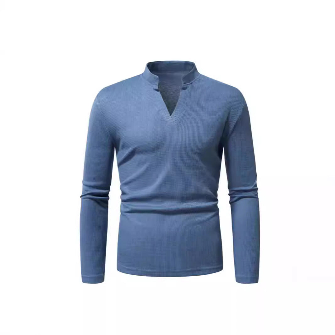Herren Langarmshirt mit modernem Stehkragen und strukturiertem Design