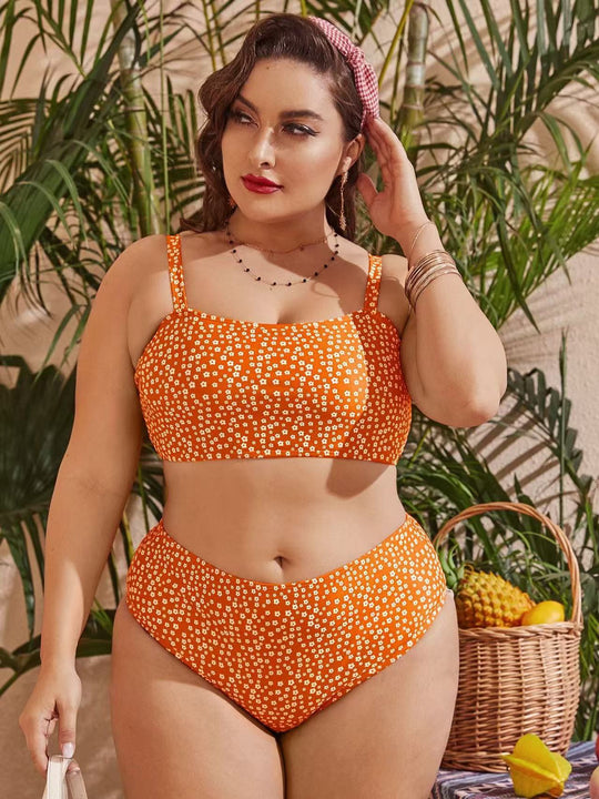 Damen Hochgeschnittener Bikini mit verspieltem Punktedesign R&B