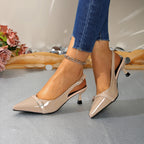 Damen Slingback-Pumps mit elegantem Spitzendesign und modischer Schnalle R&B
