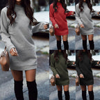 Damen nan legeres Sweatshirt-Kleid mit Rundhalsausschnitt geradem Schnitt und langen Ärmeln R&B