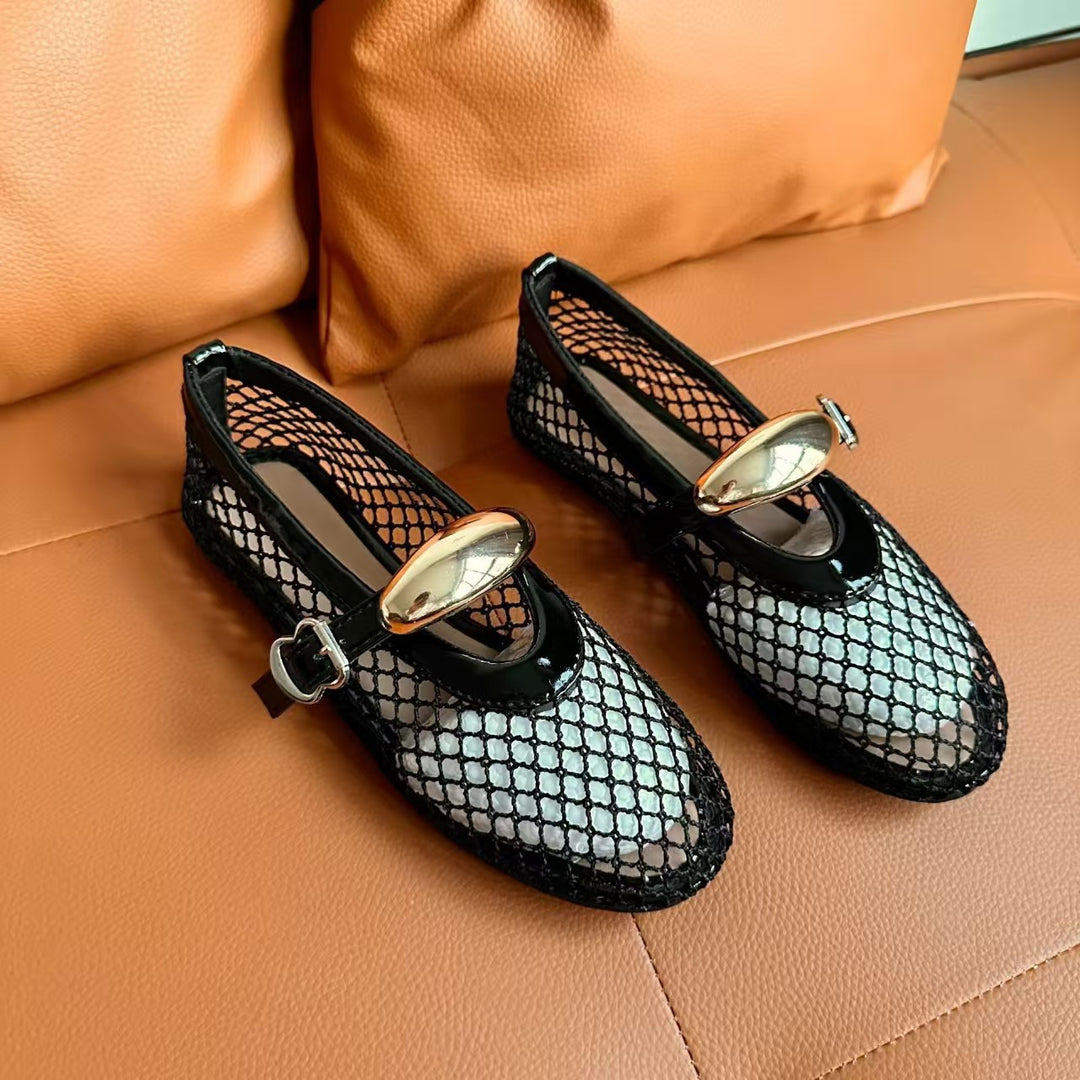 Damen Netzhigh Heels mit glänzendem Verschluss und eleganter Silhouette R&B