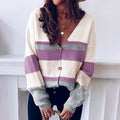Damen Strickjacke mit tiefem V-Ausschnitt und knöpfbarem Design R&B