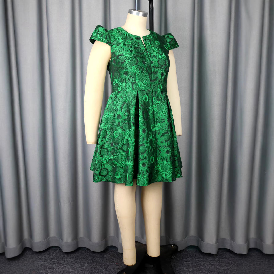 Damen A-Linien Kleid mit floralen Mustern und Wickeloberteil R&B