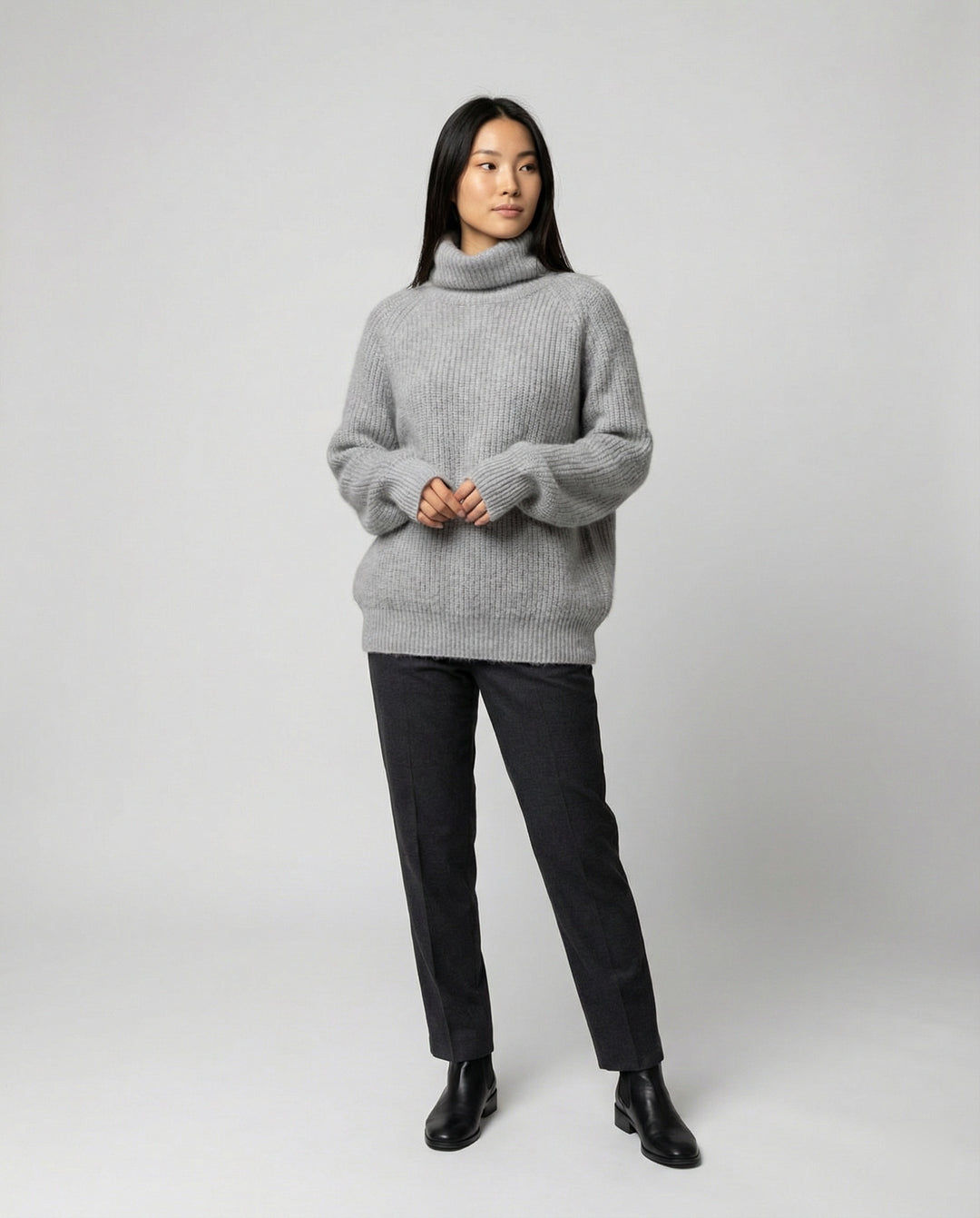 Damen Kuscheliger Rollkragenpullover aus weicher Baumwolle R&B