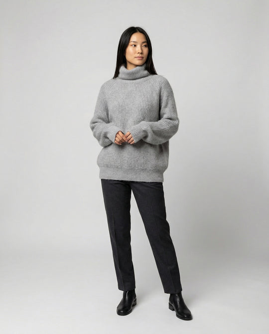Damen Kuscheliger Rollkragenpullover aus weicher Baumwolle R&B