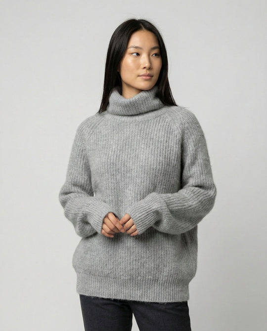 Damen Kuscheliger Rollkragenpullover aus weicher Baumwolle R&B