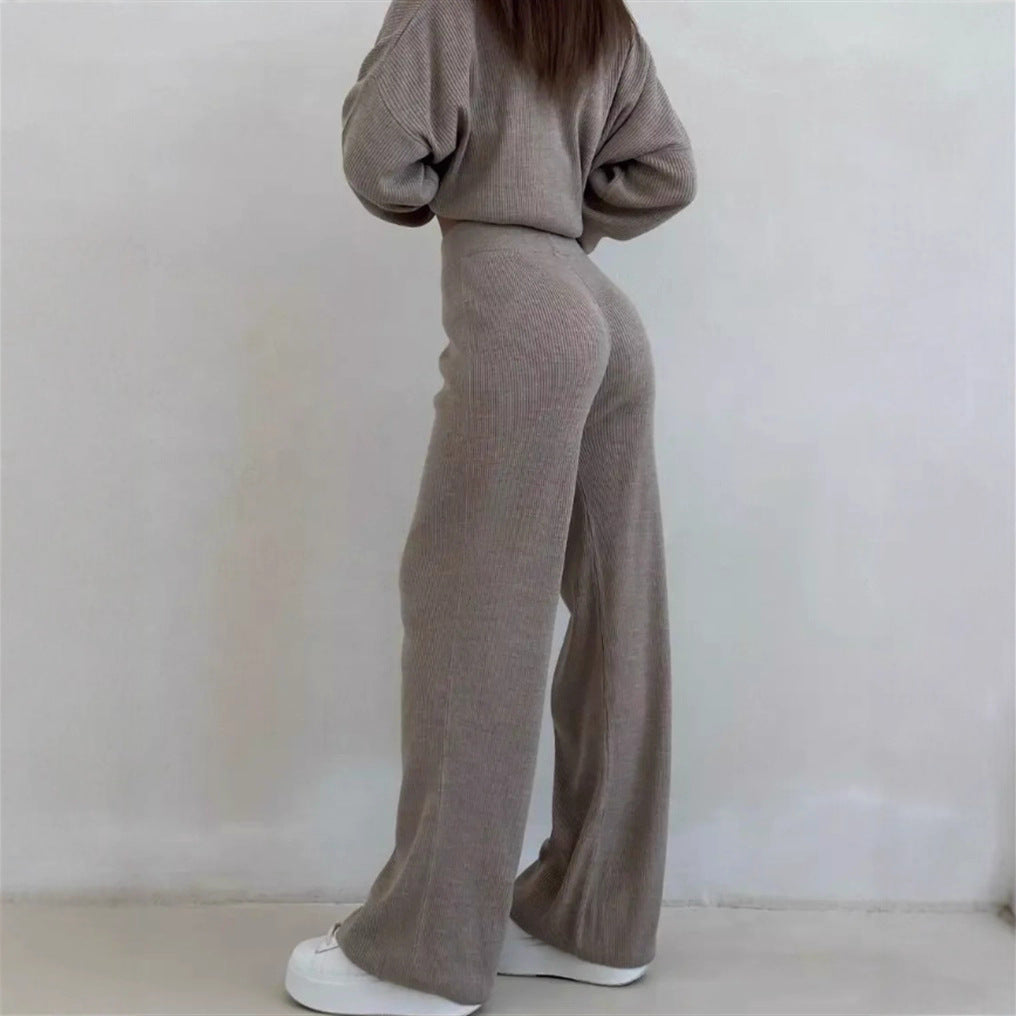 Damen gemütlicher V-Ausschnitt Pullover mit gestreiftem Kragen R&B