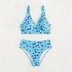 Damen Bikini-Set mit floralem Muster und hohem Bund R&B