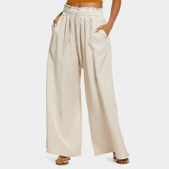 Damen Weite Sommerhose mit elastischem Bund und Raffungsdetails R&B