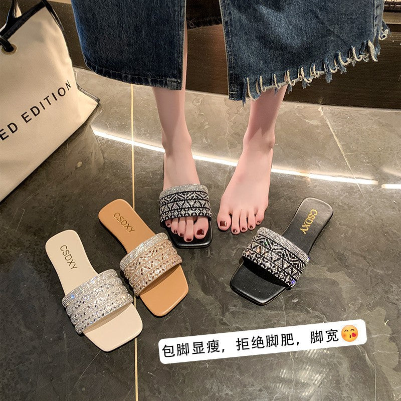 Damen Strass verzierten Hausschuhe R&B