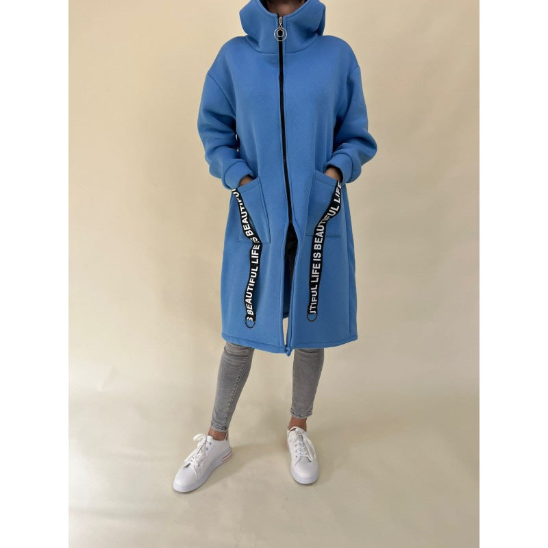 R&B | Taschen Design Hoher Kragen Lange Kapuzen Sweatshirtjacke
