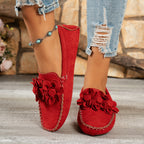 Damen Dekorative Mokassins mit floralen Applikationen und weichem Obermaterial R&B