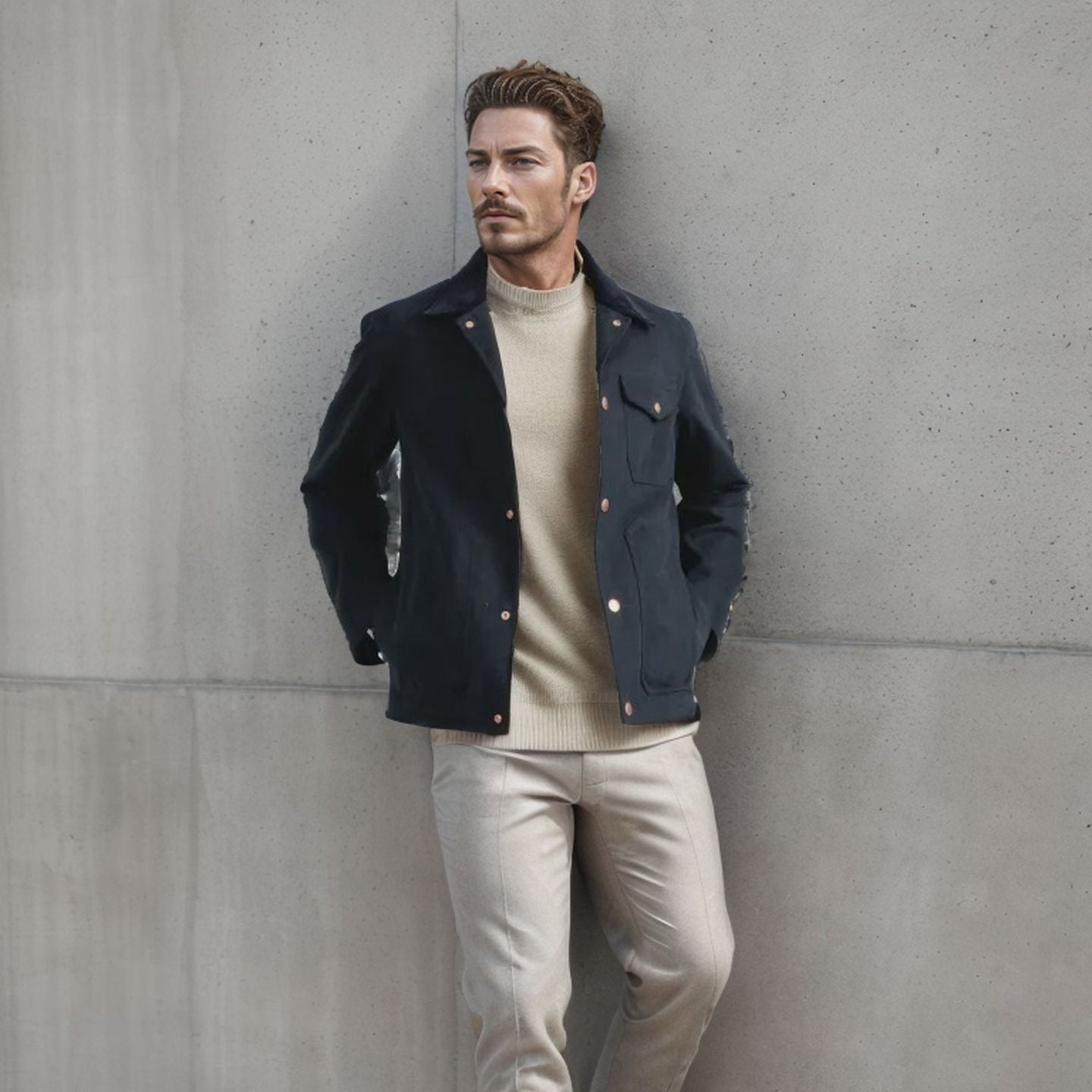 Herren trendige Jeansjacke R&B